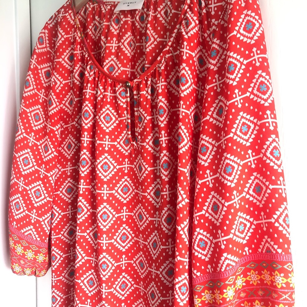 Red Patterned Everly Blouse - Picture 2 of 7